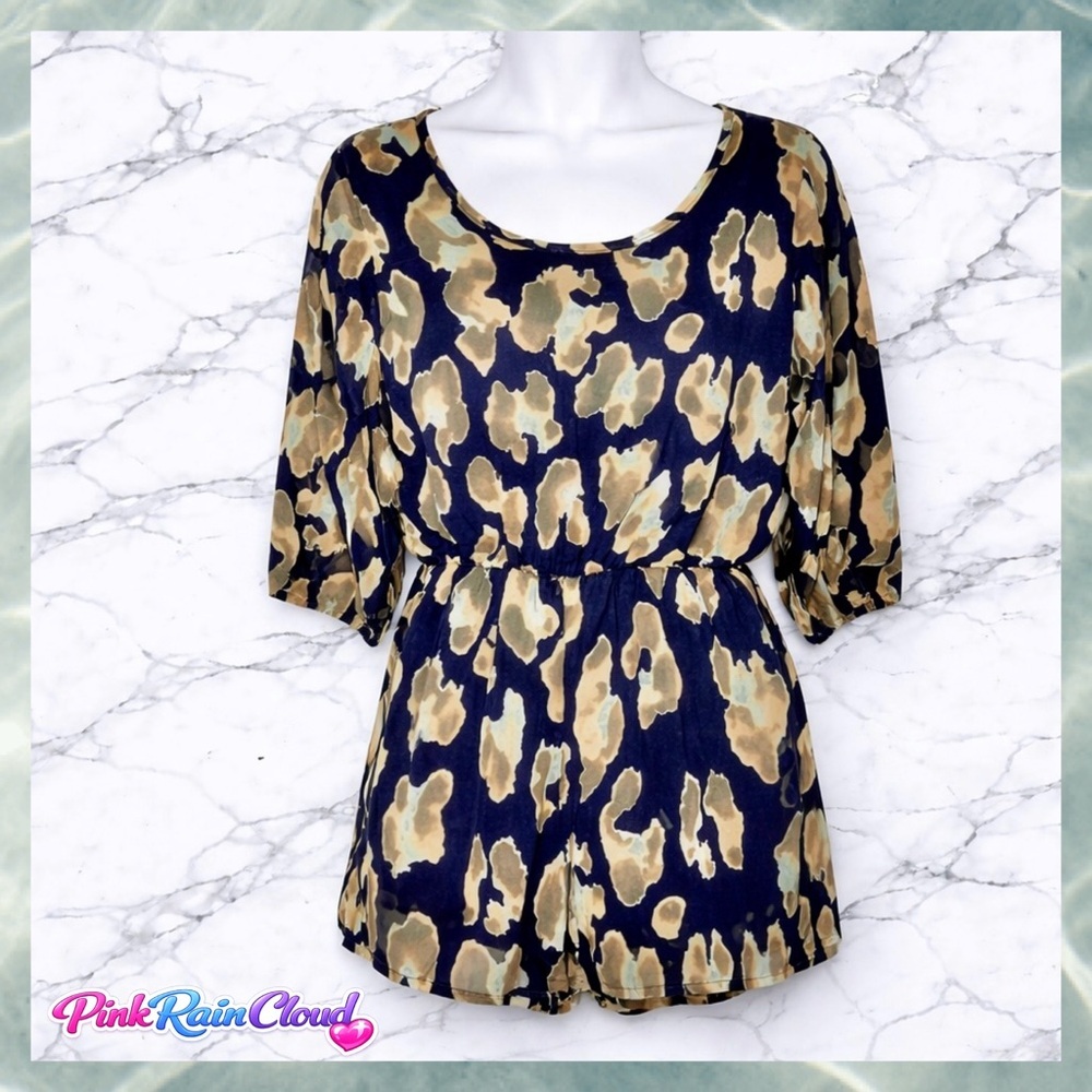 One Story 90s Sheer Overlay Abstract Romper Shorts USA Made Women’s M